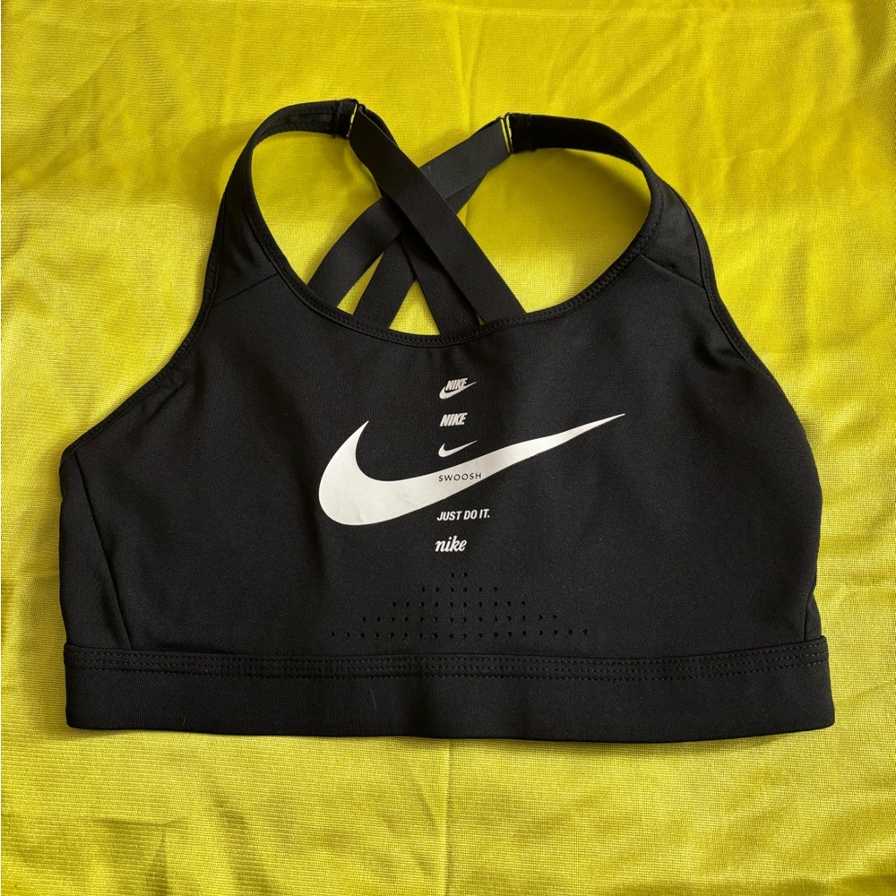 Nike Black Sports Bra with White Logo